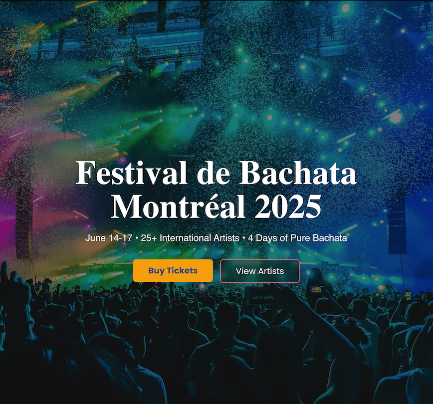 Portfolio mockup for a multi-day bachata festival website